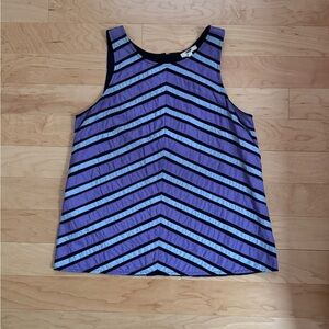 J. Crew Silk Purple and Black Chevron Tank Top